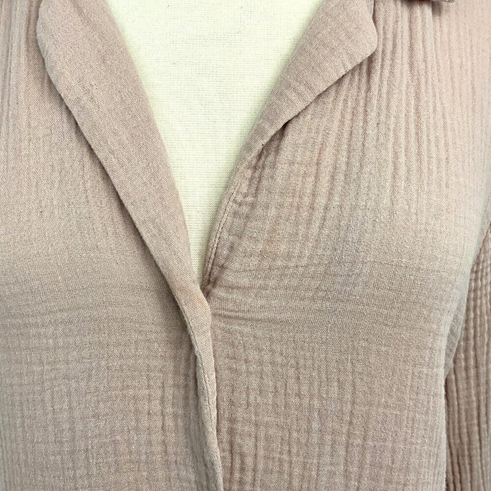 Jenni Kayne Gauze Shirt Size M Blush Pink Button Up Textured Cotton Long Sleeve - Picture 6 of 10